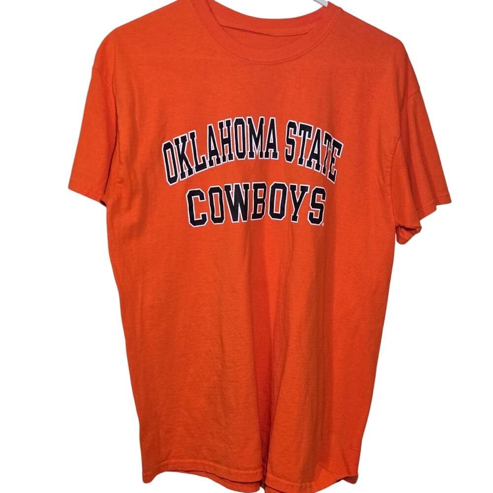 Oklahoma State Cowboys OSU Orange Black Crewneck Tshirt Mens Large Great cond.